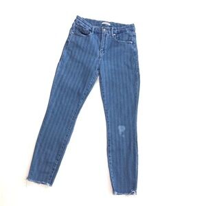 Good American high rise skinny jeans stretch striped sz 8/29 ankle crop
